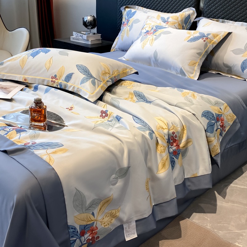 Popular Class a Maternal and Child Grade Ice Silk Summer Blanket Light Luxury Single Summer Quilt Four-Piece Set Airable Cover Gift Quilt Wholesale