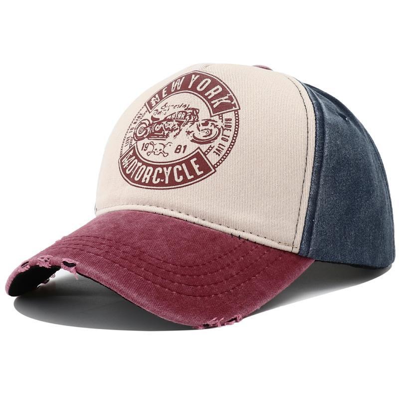 棒球帽男复古字母机车印花纯棉鸭舌帽女款户外帽子hat潮-阿里巴巴