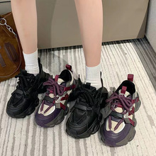老爹鞋女新款女款冬季紫黑色炸街女鞋子厚底休闲运动鞋888-85