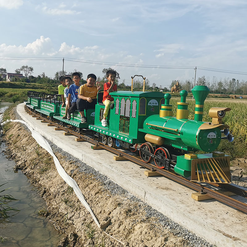 景区观光火车 广场轨道小火车 农庄户外儿童游乐设备电动轨道火车