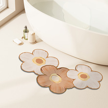 简约花卉浴室吸水易干地垫卫生间防滑硅胶软垫家用清新科技布地垫