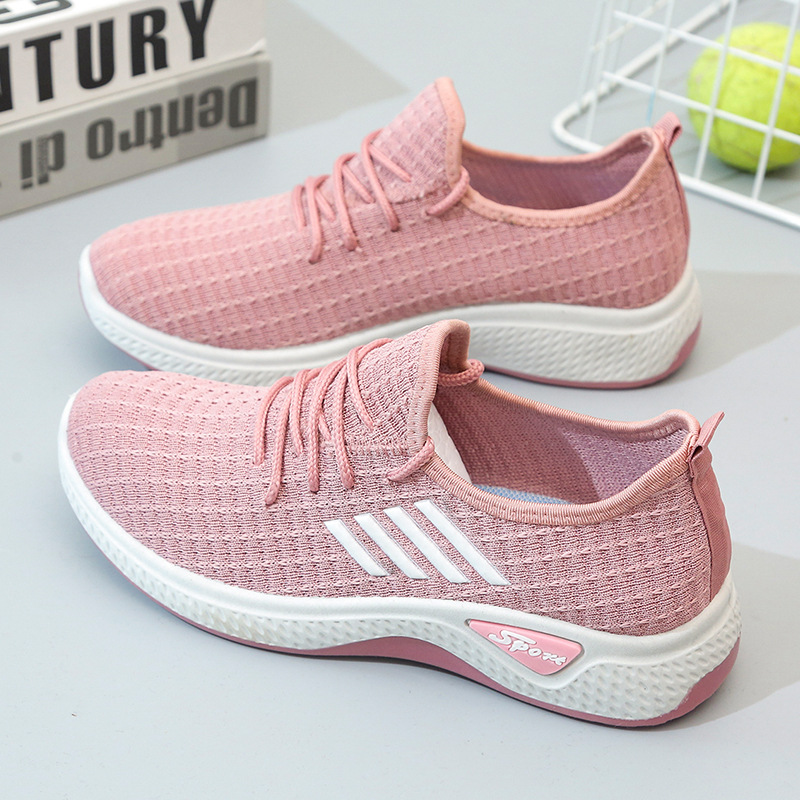 New Women's Shoes Spring and Autumn All-Match Breathable Flying Woven Women's Comfort and Casual Trendy Shoes Women's Sneaker Running Leisure