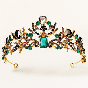 欧美高端新娘饰品复古紫宝石水钻王冠摄影写真头饰巴洛克合金皇冠