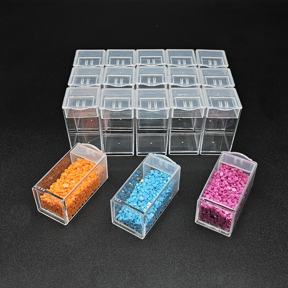 Diamond Painting Transparent Storage Box DIY Square round Plastic Bottle Beaded Glass Beads Storage Bottle Box Set