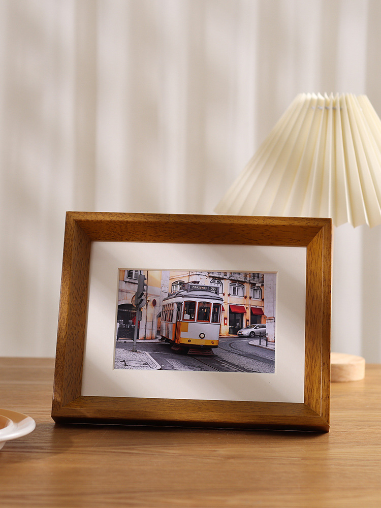 北欧ins实木相框摆台简约摆件相架6 78寸a4寸洗照片复古画框挂墙