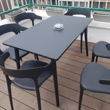 网红户外餐桌椅组合碳钢长方桌露天餐厅酒吧奶茶店室外摆阳台商用