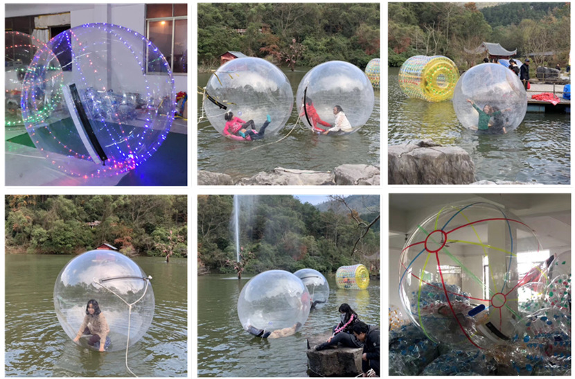 儿童水上步行球草地悠波球充气碰碰球国产碰撞球滚筒成人耐用拉链