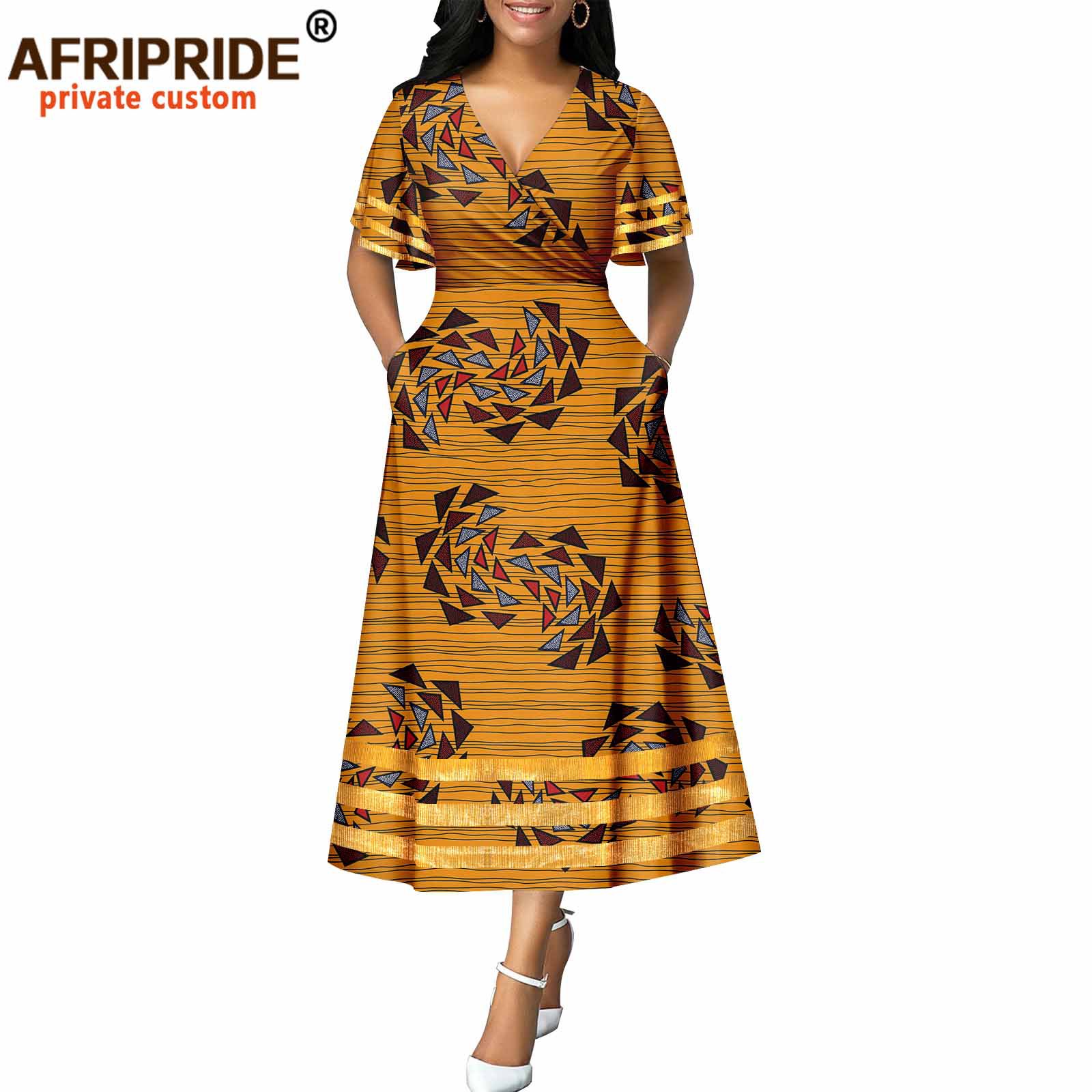 African Batik Print Sleeveless Cotton Dress African Spring Casual Dress2225036