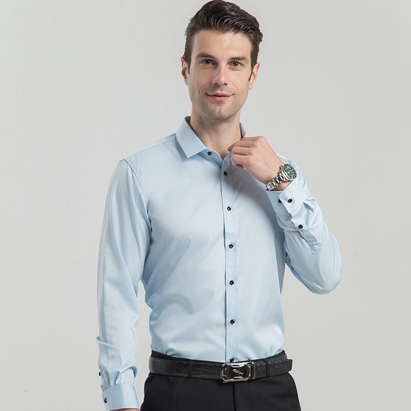 2024 Spring New Shirt Elastic Non-Ironing Slim Fit Business Suit Casual Business Attire Men's Oversized Shirt