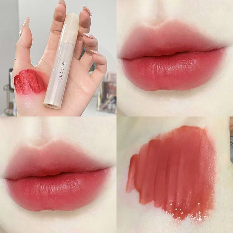 Gella's Water-Sensitive Bare Glaze Water Mist Film Forming No Stain on Cup White Nourishing Long-Lasting Matte Mirror Matte Lipstick Autumn and Winter