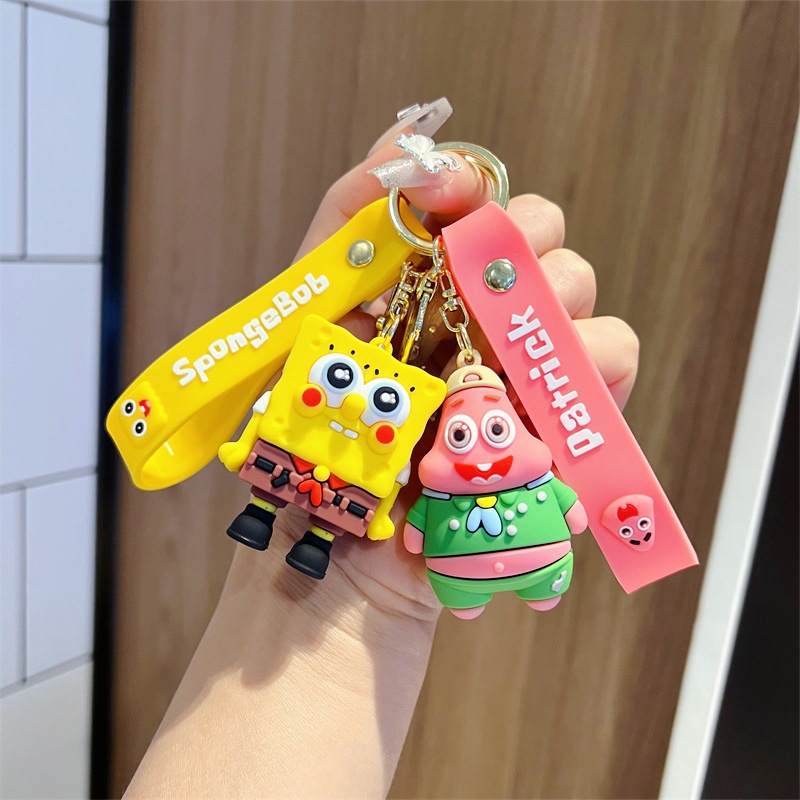 Creative Cartoon SpongeBob Key Chain Trendy Cool Big Eyes Cute Pie Star SpongeBob Key Chain Men and Women's Pendants