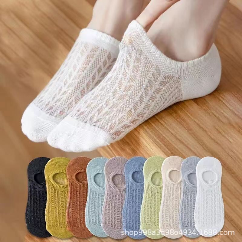 Summer Socks Thin Mesh Boat Socks Women's Net Red Socks Women's Socks Tight Invisible Spun Glass Silicone Anti-Drop