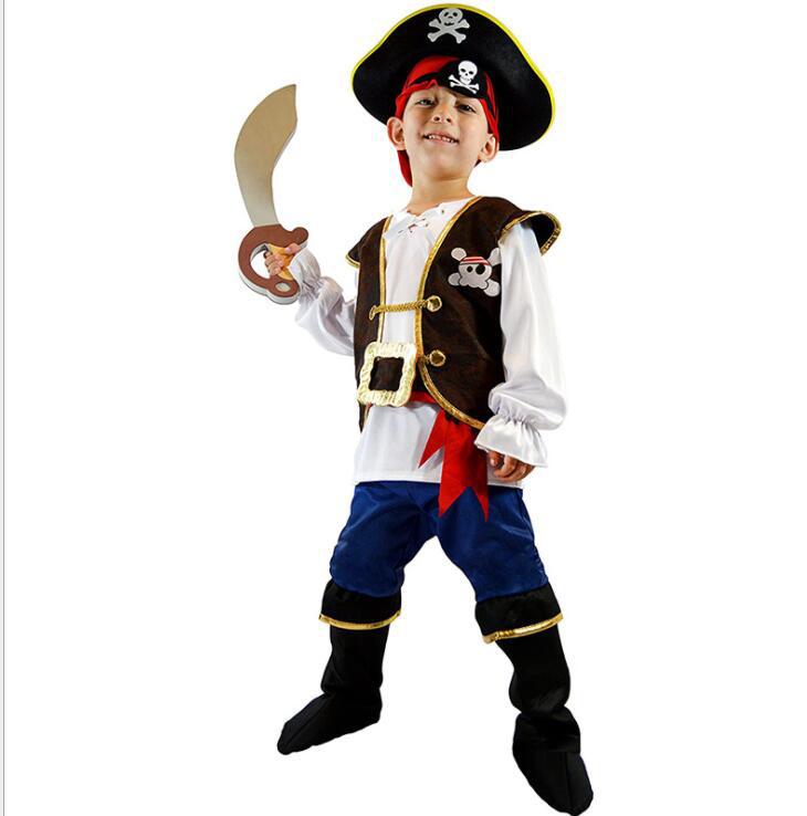 儿童海盗衣服男孩万圣节服饰加勒比海盗杰克海盗套装表演服装cos