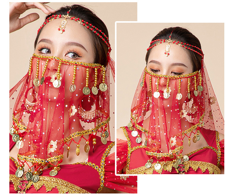 年份/季节2022年春季流行元素花边颜色孔雀蓝-半圆面纱,红色-半圆面纱