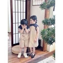 童装中国风儿童姐弟装男童对襟汉服套装中式旗袍唐装