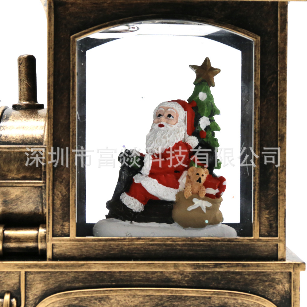Direct Wholesale Christmas Creative Gift Led Shiny Santa Claus Train Water Ball Holiday Gift Decoration Gift