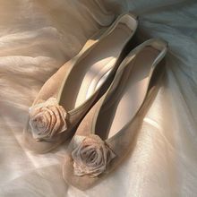 小众设计玫瑰平底女鞋复古新中式鞋子中国风蔷薇花芭蕾单鞋晚晚风