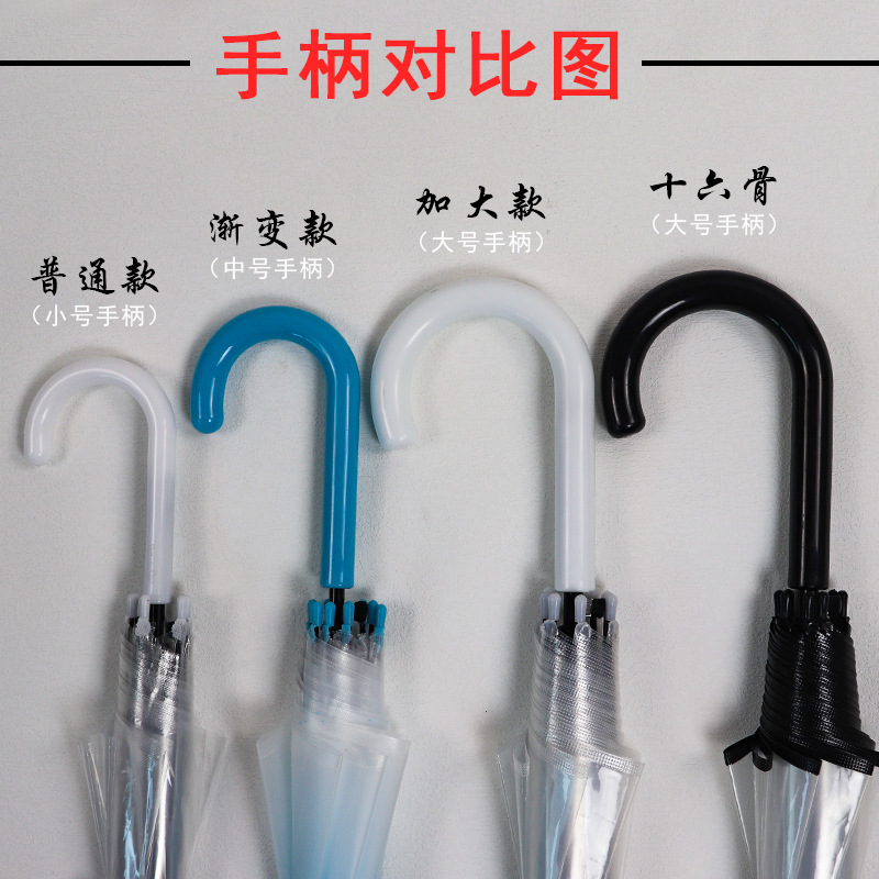 Wholesale Automatic Transparent Umbrella Custom Printable Logo Student Children Advertising Umbrella Long Handle Straight Rod Environmental Protection Transparent Umbrella