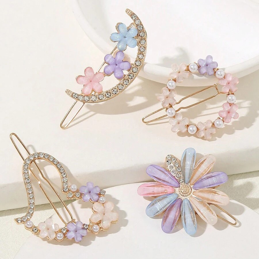 小清新花瓣发夹花朵发卡少女气质边夹韩国刘海夹子发饰卡子扣夹