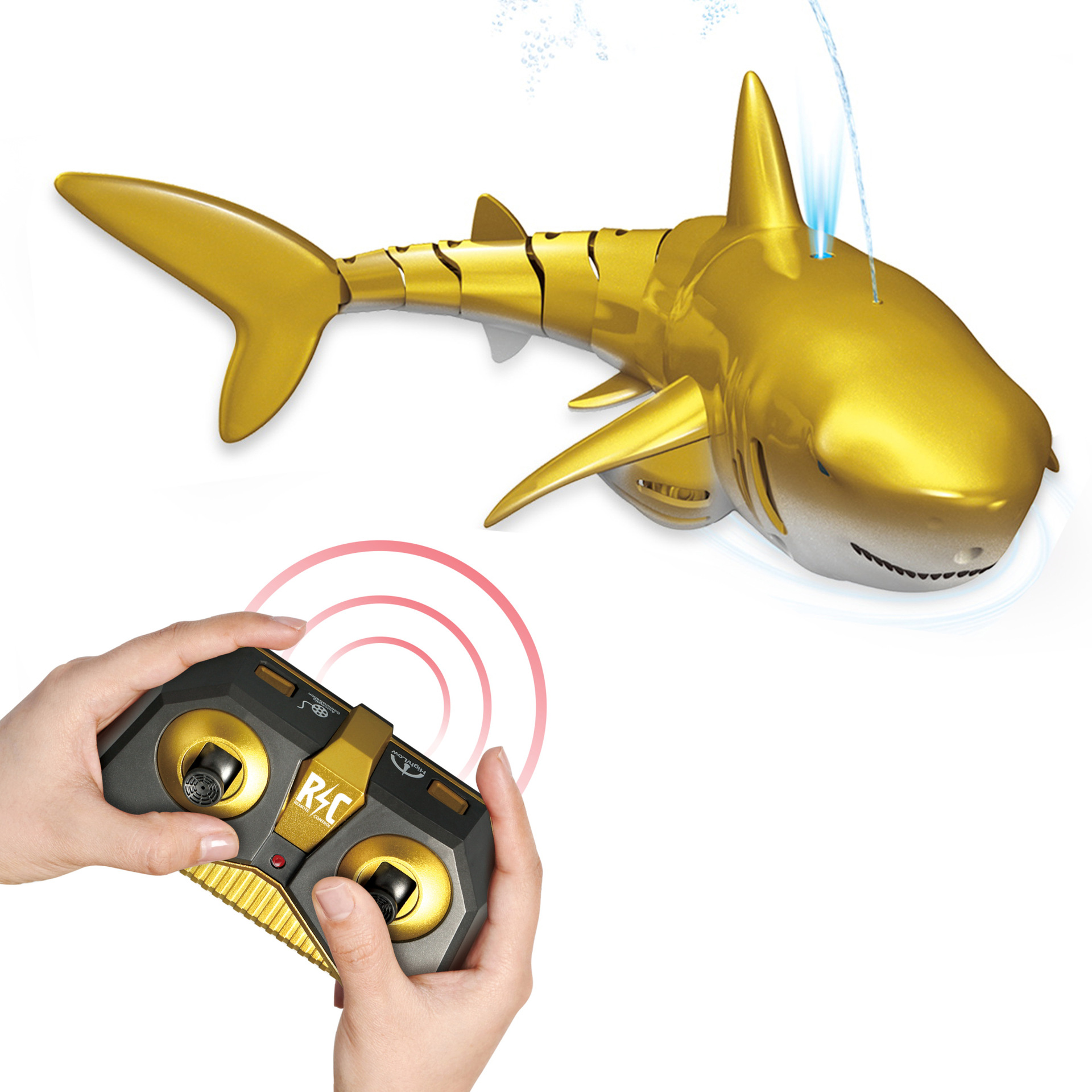 4g遥控喷水鲨鱼水下戏水玩具仿真鱼儿童电动玩具