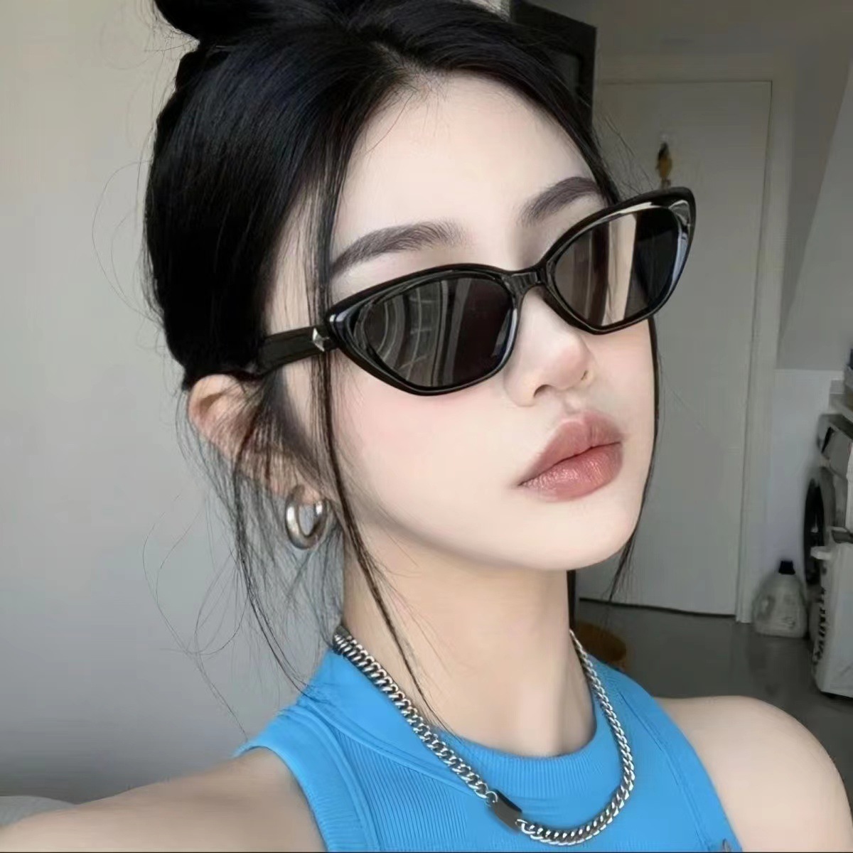 High Sense Internet-Famous Sunglasses Female Fashion GM Personality Big Brand Sunglasses Cat Eye European and American Myopia Glasses Male Glasses Glasses Wholesale