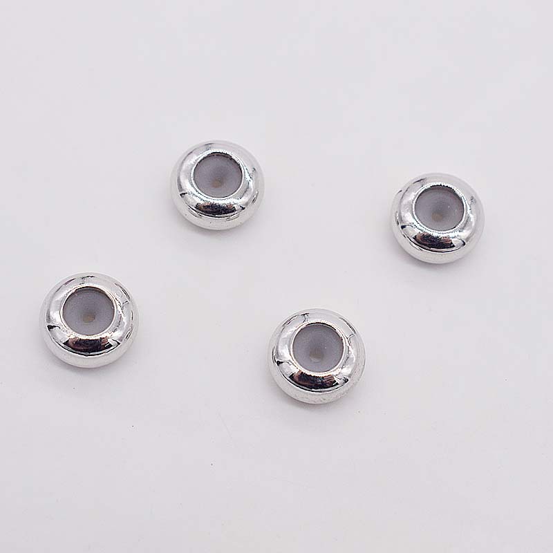 美国24k镀金 内圈硅胶定位珠飞碟珠 隔珠diy手链配件伸缩调节球