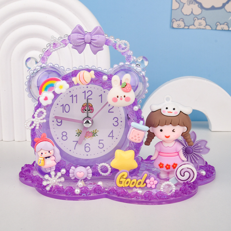 2024 New Year Handmade Diy Cream Glue Small Alarm Clock Creative Educational Toys Homemade Clock Girl Gift