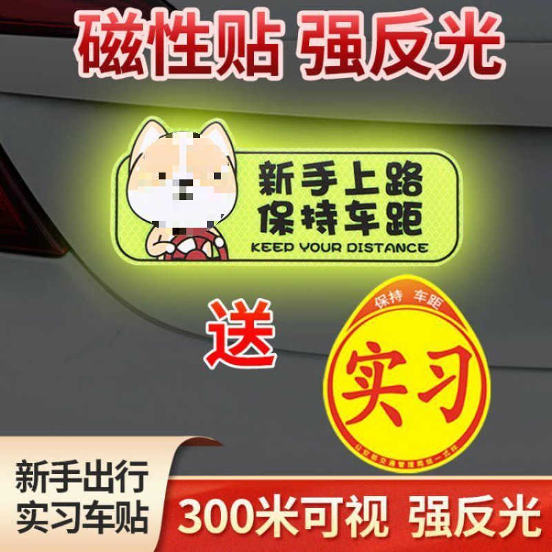 新手上路实习期车贴创意女司机反光磁吸个性搞笑文字汽车装饰贴纸