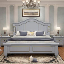 美式床白色 实木床主卧1.8米双人床韩式婚床 高箱现代简约公主床