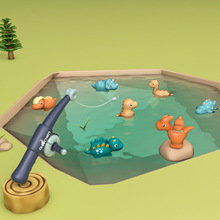 跨境热采卡通小恐龙儿童宝宝玩水戏水洗澡捞鱼磁性钓鱼玩具套装