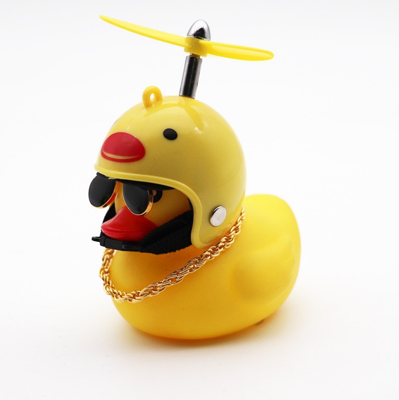 破风鸭汽车摆件摆件 车载网红戴头盔抖音鸭 小黄鸭车内涡轮增鸭