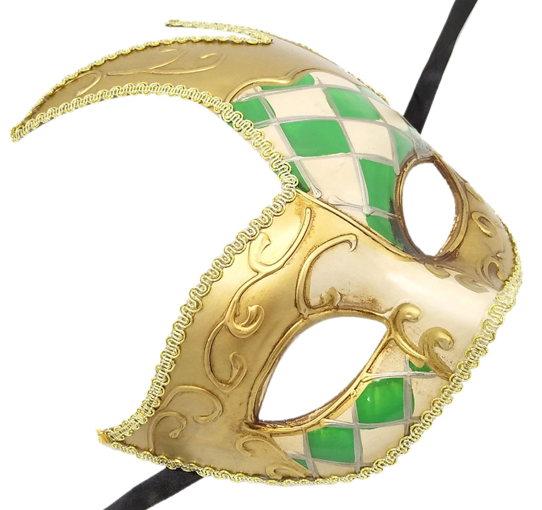 批发高档火焰大弯角面具万圣节狂欢节威尼斯舞会复古格子面具现货