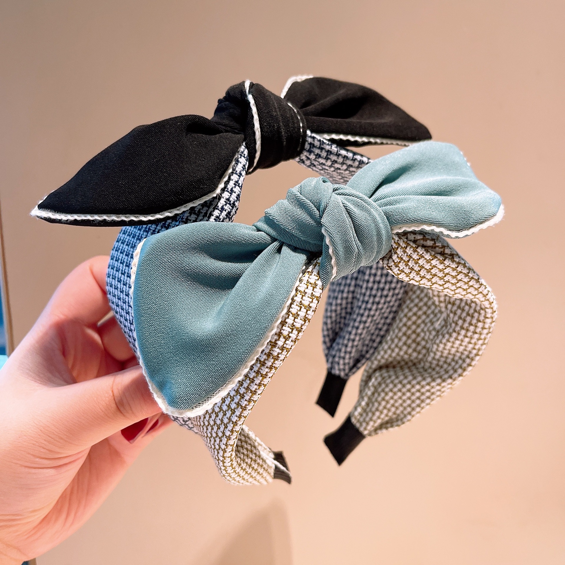 韩国新版压发复古蝴蝶结发箍女气质外出宽边波点可爱头箍发卡饰品