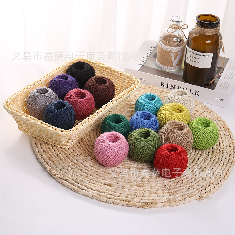 彩色麻绳50米球 照片墙装饰3股2mm圣诞麻线 吊牌绳编织装饰麻绳