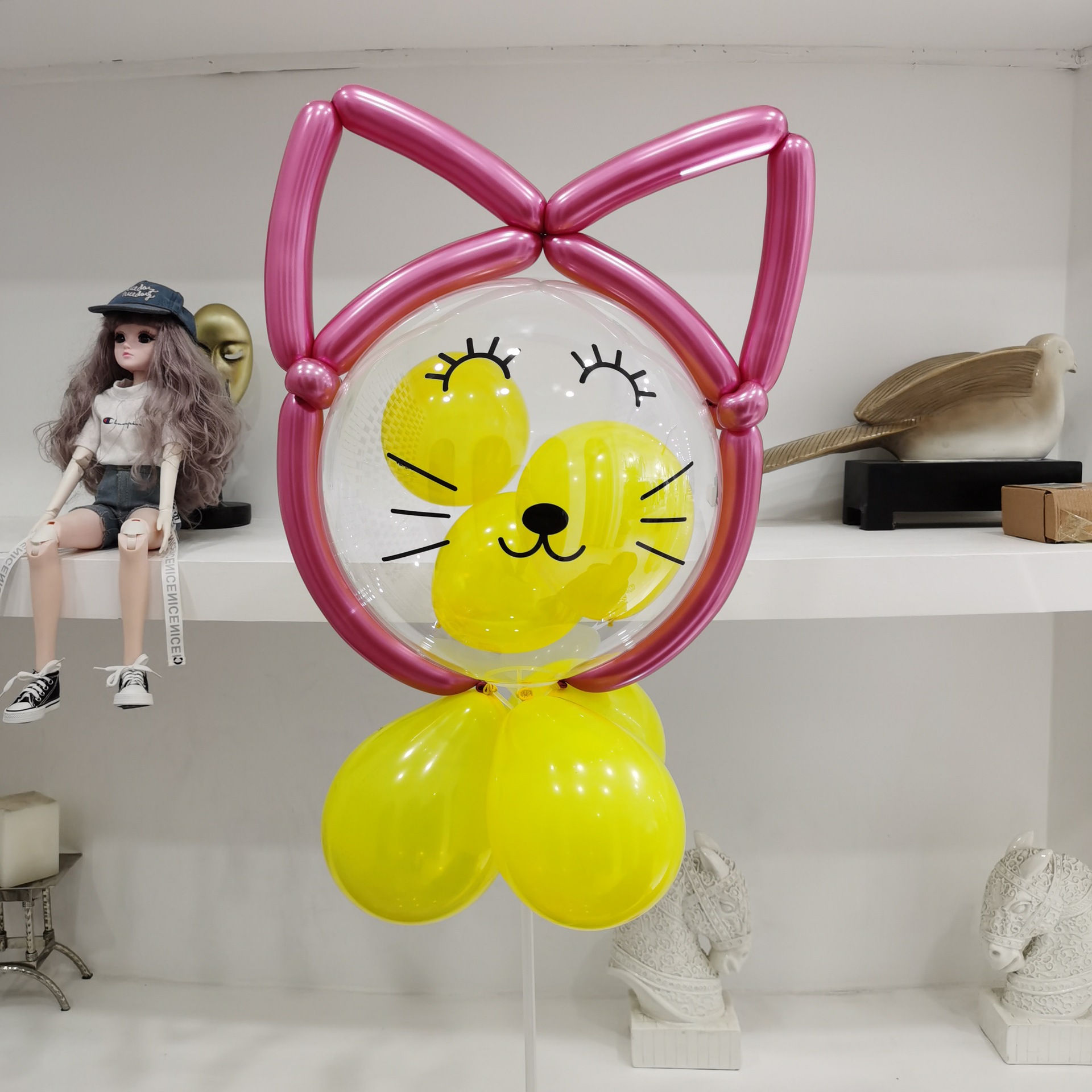 波波球熊猫眼睛贴纸长条造型卡通气球大号眼贴青蛙老虎眼睫毛贴画