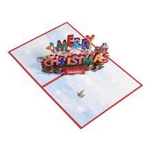 新款创意亚马逊跨境3D立体贺卡节日祝福语手工卡片彩印圣诞字