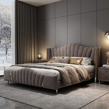 轻奢现代简约科技布双人床1.8米2.0主卧大气网红床意式新款布艺床