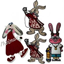 水溶红衣服拿闹钟滑板车小丑兔子动物刺绣服装布贴补丁平卡通辅料