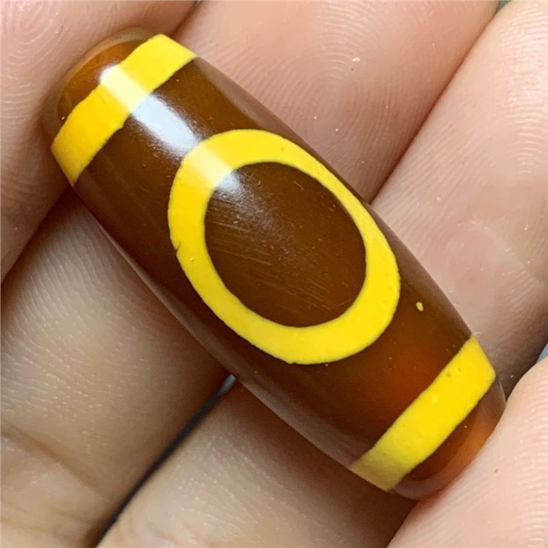 一物一图 天然玛瑙真品红肉酥油供一眼天地天珠吊坠29.4*11.