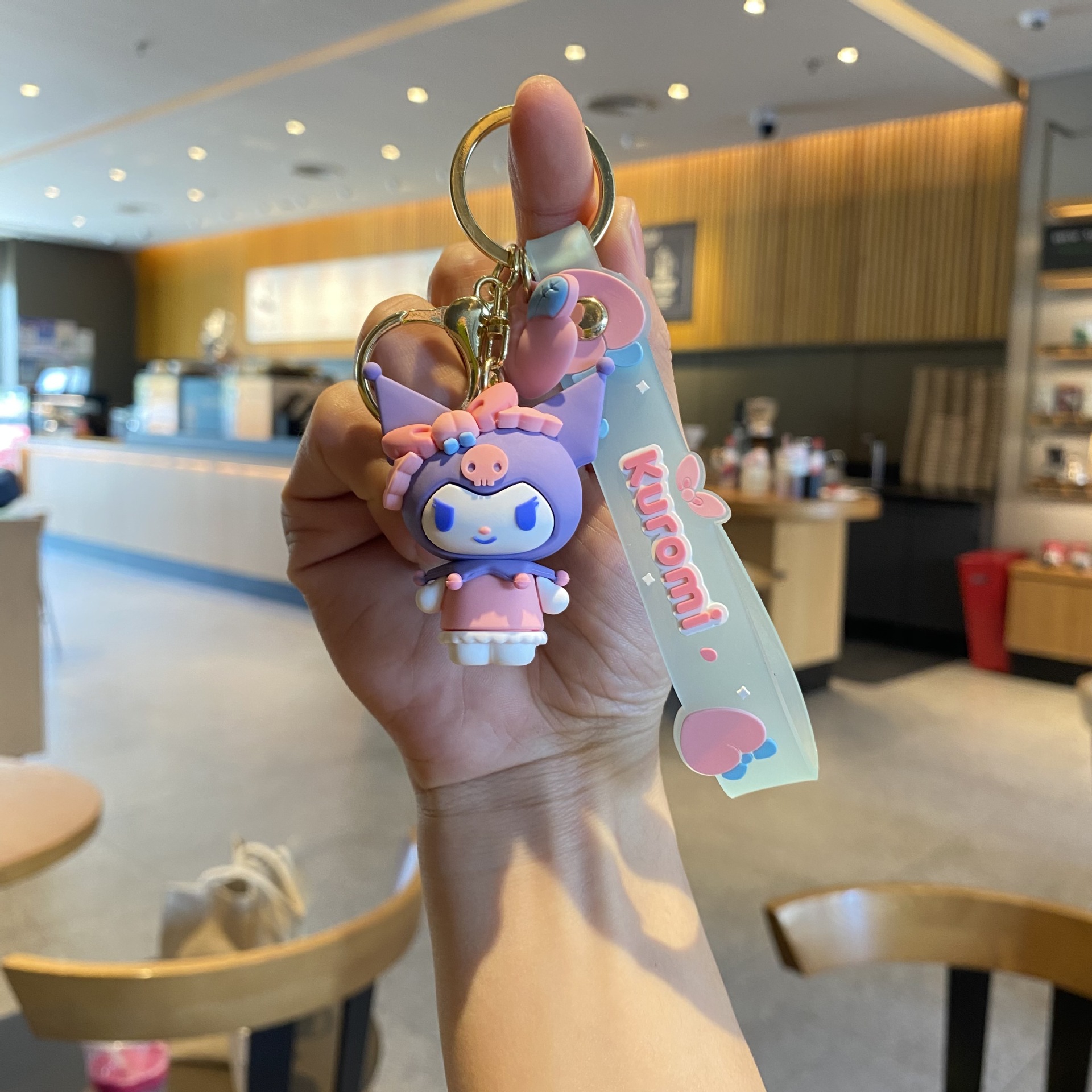 Cute Peach Sanrio Cartoon Key Button Accessories Cute Clow M Doll Schoolbag Pendant Car Key Chain Accessories
