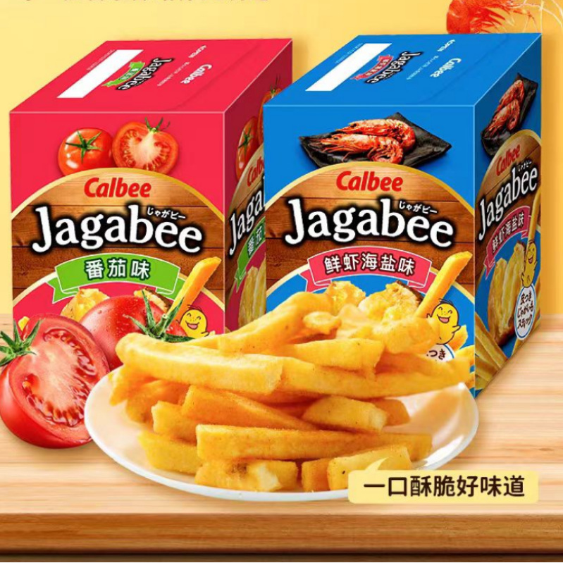 韩国进口jagabee薯条乐比calbee薯片番茄味鲜虾盐味膨化休闲零食