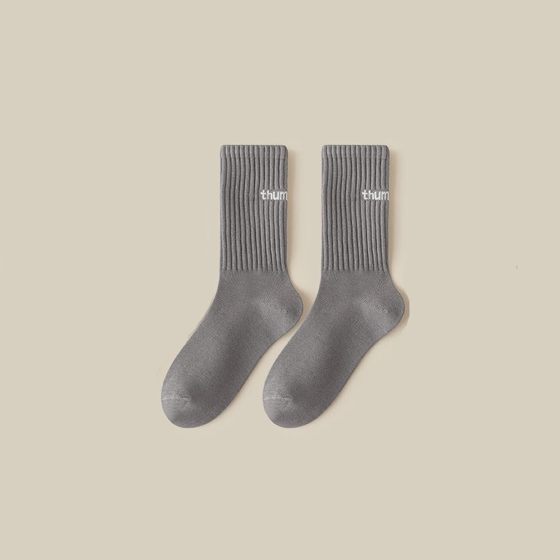 Zhuji Socks Tube Socks Men and Women Couple Japanese Style All-Matching Ins Tide Bunching Socks Socks Sports Sweat-Absorbent Solid Color High Tube