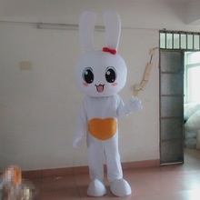 动漫毛绒小白兔吉祥物表演道具小兔子布偶行走卡通人偶服装衣服卡