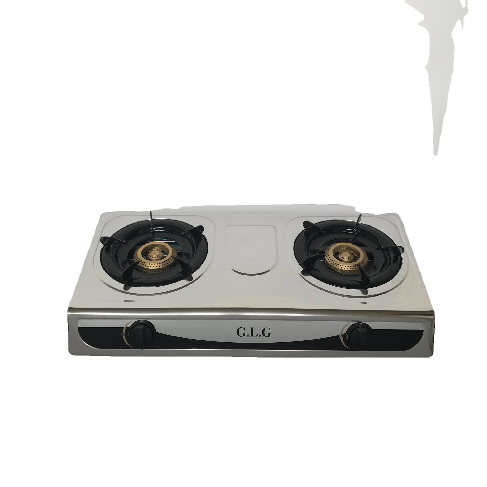 Factory Direct Sale Foreign Trade Gas Stove Stainless Steel 100mm Boutique Cover Gas Stove Double-Eye Desktop Stove