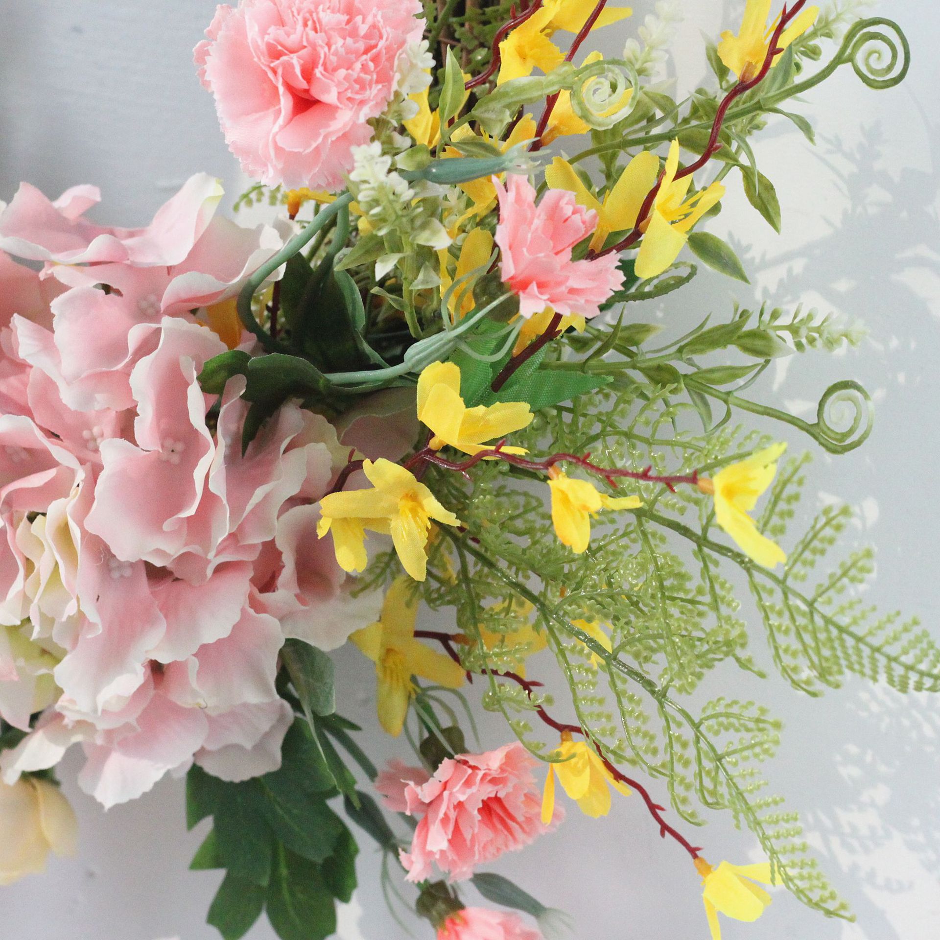 2021春季新款花环迎春花报春花母亲节康乃馨花环门饰节日装饰礼物