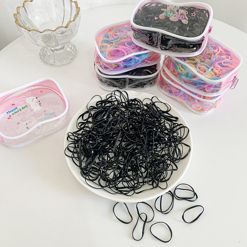 New Disposable Small Rubber Band 100 Pieces Baby Basic Head Rope Children's High Elastic Rubber Band Candy Color Hair Band