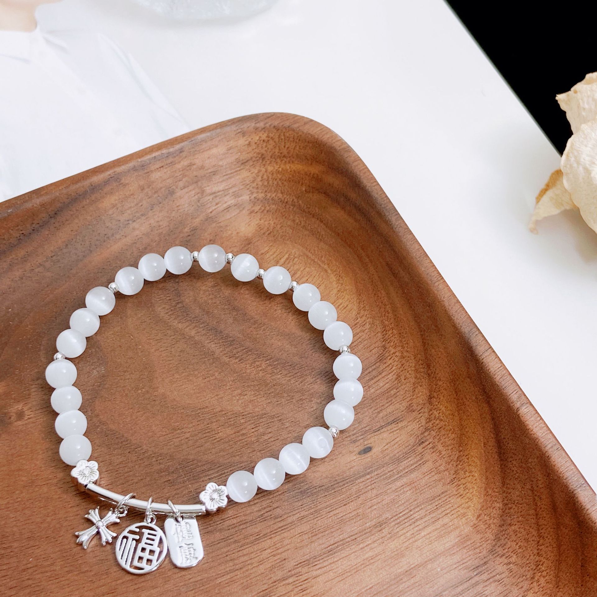 卡娜米娜 2024春夏新款猫眼石国风手链 ins简约设计感新中式手串