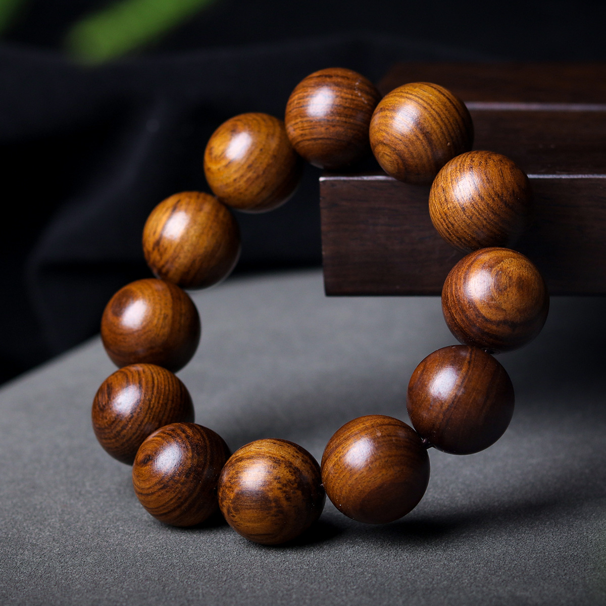 黄花梨木大颗粒素圈手串文玩木制念珠手链饰品女男公司福利小礼品