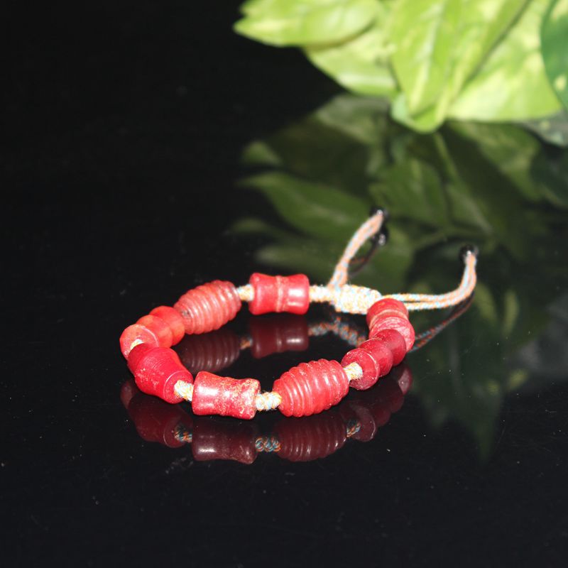 古玉老珠子收藏品 清晚期老岫玉多宝珠子手链 编织款手串珠串批发