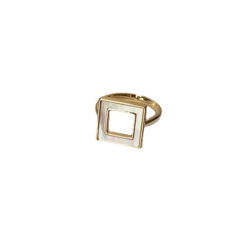 Korean Dongdaemun Hollow Square Open Ring Personalized Simple Design Index Finger Ring All-Matching Graceful Jewelry Wholesale